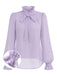 [Prévente] Blouse Lavande à Col Lavallière et Manches Longues Années 1950 - 1