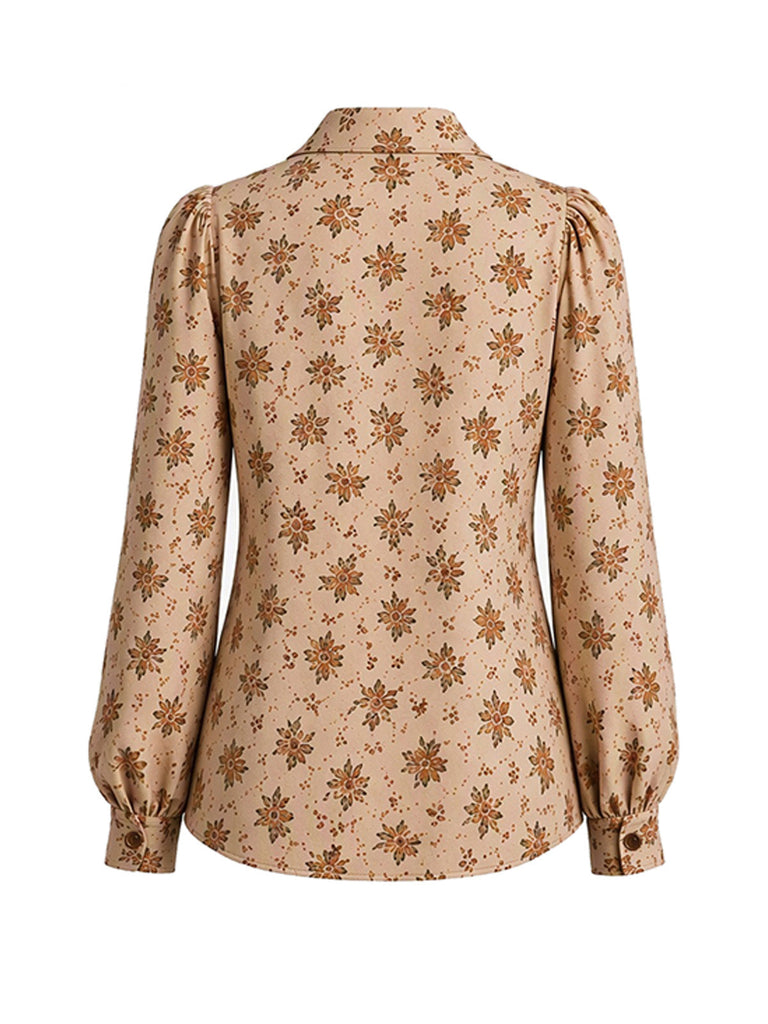 [Prévente] Blouse Multicolore à Imprimé Floral, Manches Longues et Boutonnage Devant Années 1970 - 3