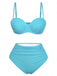 blue-1940s-High-Waisted-Ruched-Bikini-Set-front-view