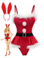 Body de Noël rouge en velours à bordure en fausse fourrure années 1960