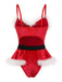 Body de Noël rouge en velours à bordure en fausse fourrure années 1960 - 4