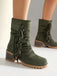 Bottes en suédine à revers modulable, franges et talons épais - 10