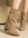 Bottes Vintage Mi-Mollet en Suédine à Talon Carré - 3