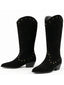 Bottes western noires floquées à clous et bout pointu
