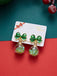Boucles d’oreilles pendantes boules de verre et nœuds verts scintillants de Noël - 1