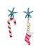 Boucles d’oreilles pendantes de Noël cannes en sucre et chaussettes en strass - 1