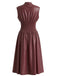 Bordeaux Faux Cuir Manches Courtes Waisted Robe Années 1940 3