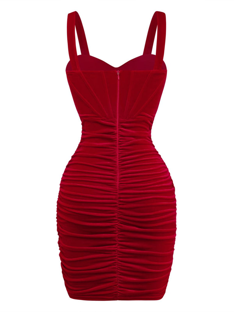 [Prévente] Robe courte rouge velours corset années 1980s