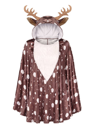 Cape de Noël à capuche à motif renne tacheté Années 1950 - 1