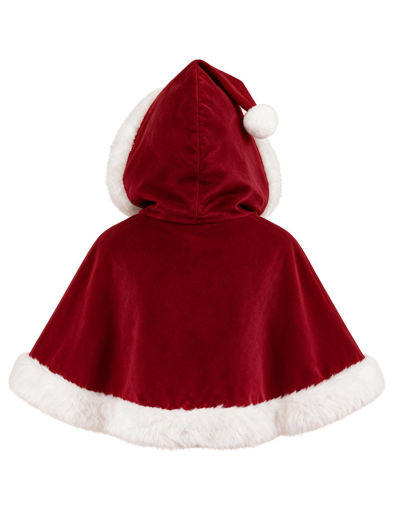 [Prévente] Cape Rouge de Noël à Capuche et Bordure en Fausse Fourrure Années 1950 - 2