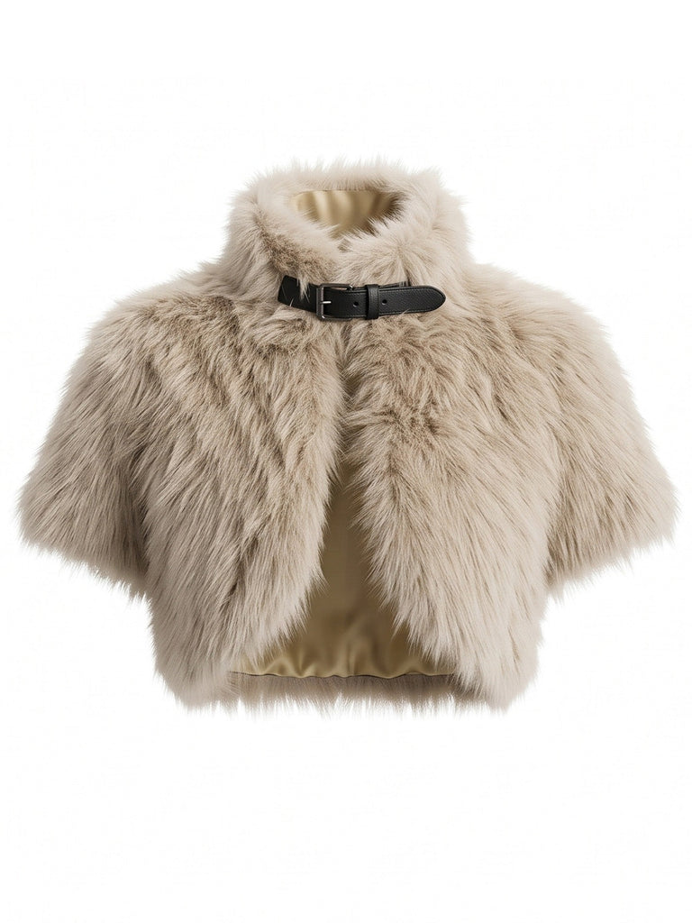 Capelet en fausse fourrure à boucle sur l’épaule années 1950 - 1