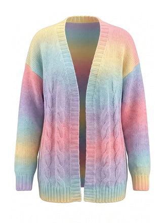 Cardigan Torsadé Dégradé Arc-en-Ciel Pastel Années 1980 - 1