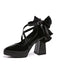 Chaussures Mary Jane noires à bout pointu et brides croisées aux chevilles - 5