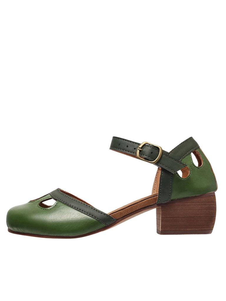 Chaussures rétro ajourées à brides croisées et petit talon - 6