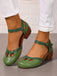 Chaussures rétro ajourées à brides croisées et petit talon - 7