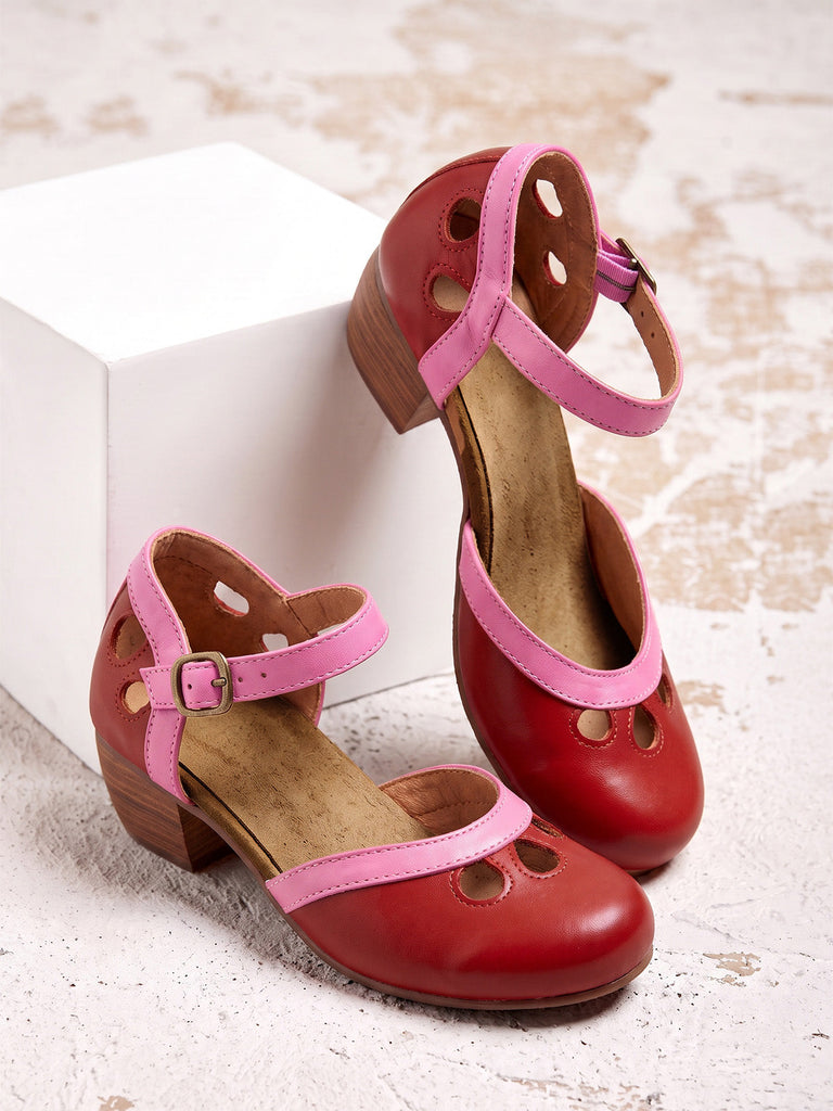 Chaussures rétro ajourées à brides croisées et petit talon - 8