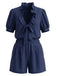 Ensemble 2 pièces blouse à volants, nœud et manches bouffantes et short Années 1950 - 1