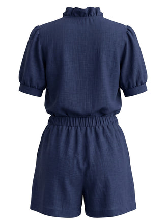 Ensemble 2 pièces blouse à volants, nœud et manches bouffantes et short Années 1950 - 2