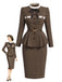 [Prévente] Ensemble 2 pièces veste à col montant et volants et jupe crayon à chevrons années 1940 - 1