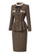 [Prévente] Ensemble 2 pièces veste à col montant et volants et jupe crayon à chevrons années 1940 - 3