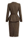 [Prévente] Ensemble 2 pièces veste à col montant et volants et jupe crayon à chevrons années 1940 - 4