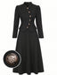 2PCS Ensemble veste col mandarin et jupe noir années 1940