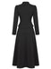 Ensemble 2 pièces veste blazer noire à col mandarin et jupe années 1940 - 3