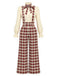 [Prévente] Ensemble blouse à nœud et pantalon large à bretelles à carreaux rouges années 1970 - 3