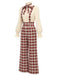 [Prévente] Ensemble blouse à nœud et pantalon large à bretelles à carreaux rouges années 1970 - 4