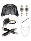 Ensemble d'accessoires noirs Gatsby flapper plumes années 1920