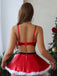Ensemble Lingerie de Noël Rouge Métallisée à Fourrure et Nœud Style Mère Noël Années 1950 - 4