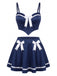 Ensemble pyjama à fines bretelles, nœud et couleurs contrastantes années 1950 - 7