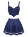Ensemble pyjama à fines bretelles, nœud et couleurs contrastantes années 1950 - 8