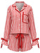 [Prévente] Ensemble pyjama avec short à rayures verticales rouges et blanches et rubans Années 1950 - 1