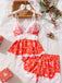 Ensemble pyjama caraco imprimé Noël à bordure en dentelle années 1950 - 6