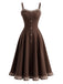 Ensemble Robe Marron à Fines Bretelles et Veste Courte à Bordures à Carreaux Années 1940 - 4