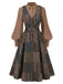 [Prévente] Ensemble Robe Sans Manches Marron à Carreaux et Empiècements avec Ceinture et Blouse Années 1940 - 2