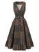 [Prévente] Ensemble Robe Sans Manches Marron à Carreaux et Empiècements avec Ceinture et Blouse Années 1940 - 4