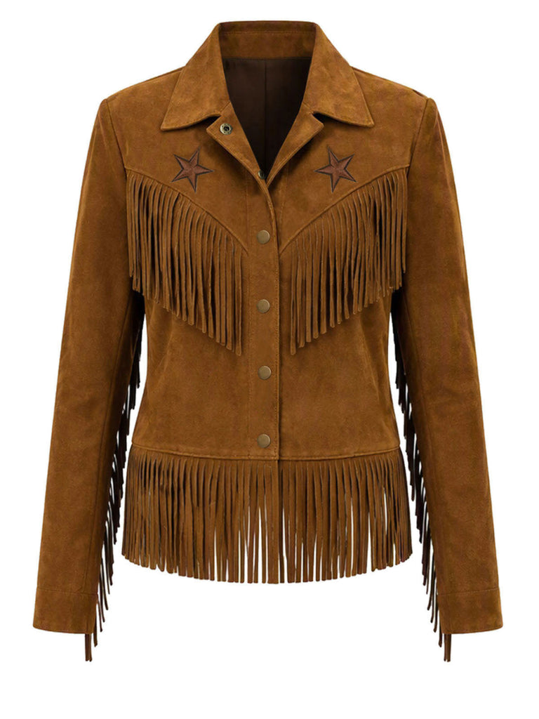 [Prévente] Ensemble veste en suédine à étoiles et franges et pantalon évasé imprimé denim années 1970 - 4