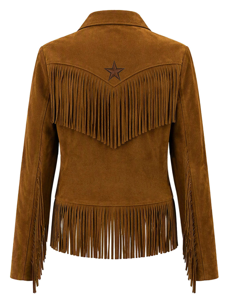 [Prévente] Ensemble veste en suédine à étoiles et franges et pantalon évasé imprimé denim années 1970 - 6