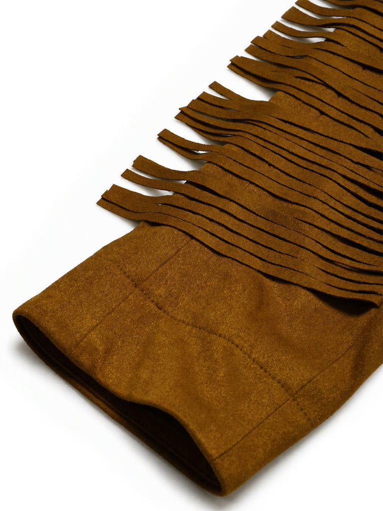[Prévente] Ensemble veste en suédine à étoiles et franges et pantalon évasé imprimé denim années 1970 - 9