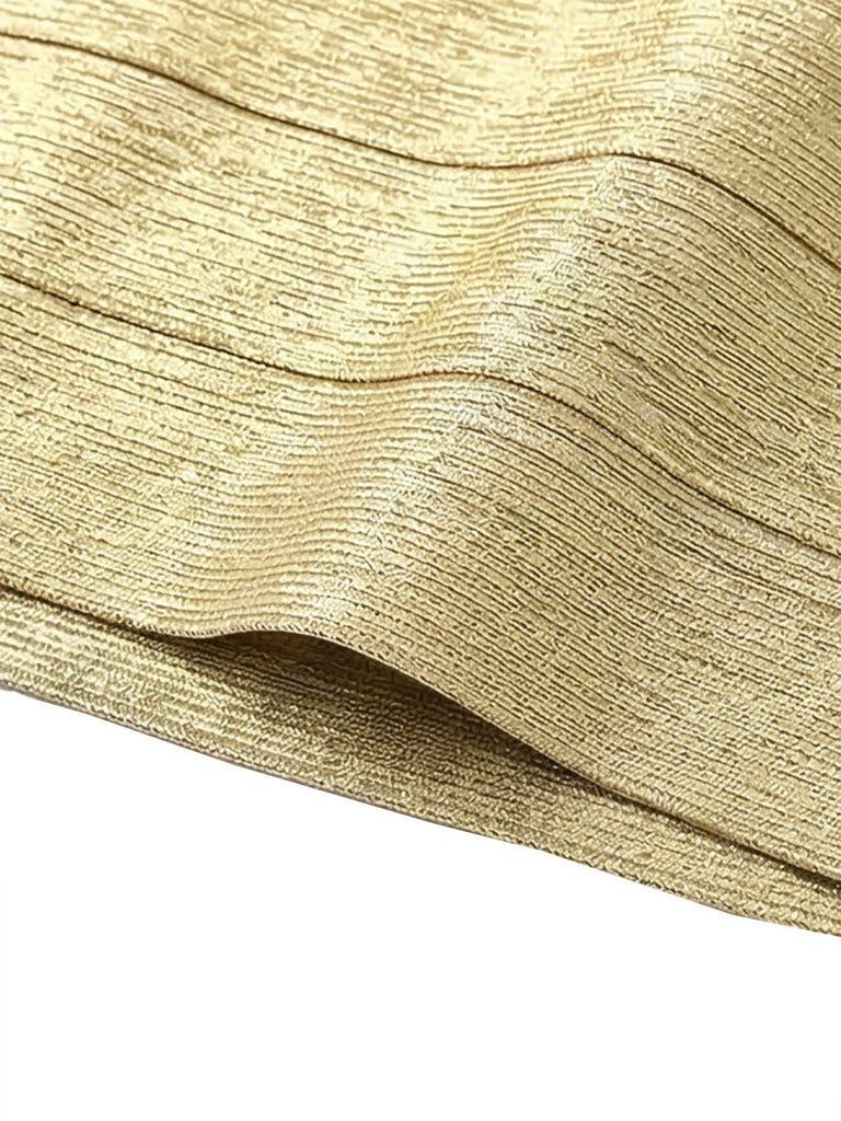 Or Halter Métallisé Moulante Bandage Robe Années 1980 5