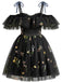 Épaules Dénudées Floral Brodé Filet Robe Années 1950 6