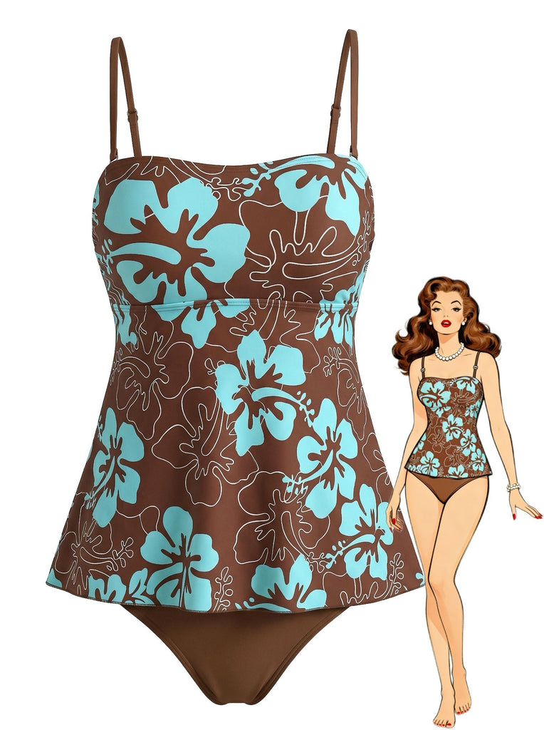 Multicolore Bohème Strap Ensemble Tankini Années 1970