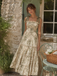 Robe Imprimé Floral Végétal Verte Années 40