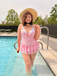 Maillot de bain une pièce Rose clair à pois et nœud des années 1940
