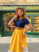 Robe Rockabilly Juane et Bleu Vintage Année 50 Patchwork avec Ceinture