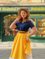 Robe Années 50 A Bouton Patchwork avec Ceinture