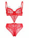 Lingerie de Noël rouge vif ajourée en dentelle à bordure en fausse fourrure années 1950 - 2