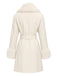 Manteau blanc à double boutonnage et col en fausse fourrure années 1950 - 3